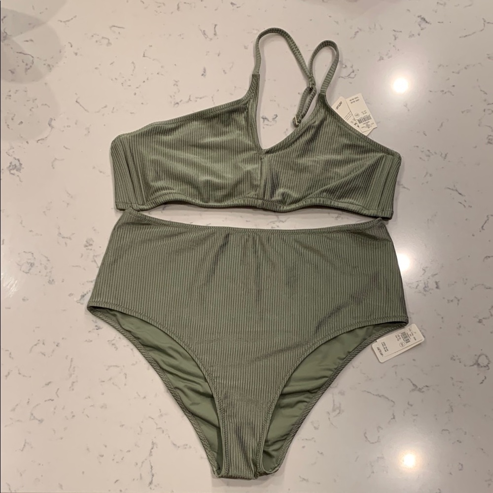 Aerie Olive Green Ribbed Bikini Set